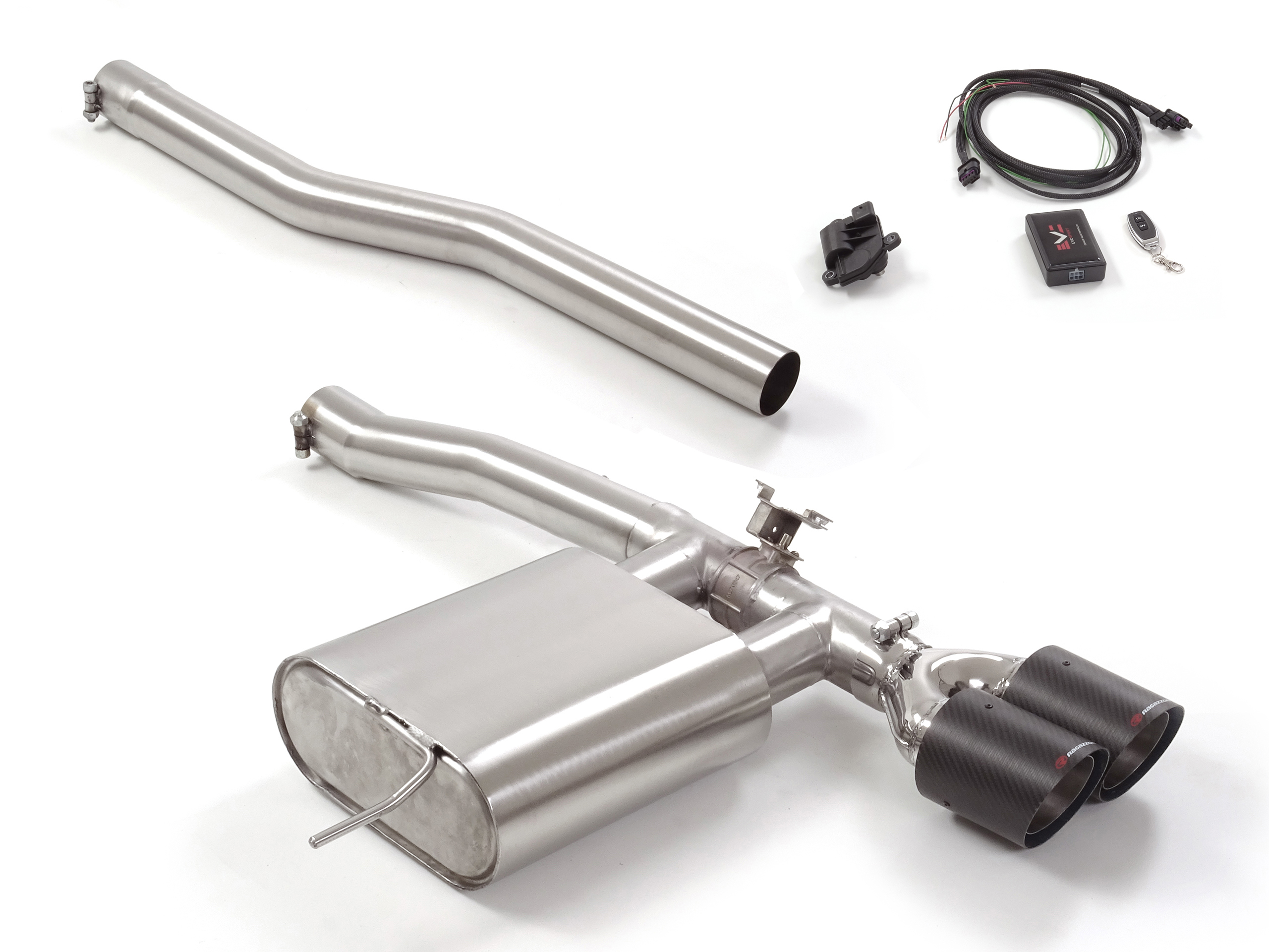 passt für Mini F56 2014>> Endschalldämpfer inox mit ER 2x100 mm rund Carbon Shot, für JCW 2.0 (170kW) 11/2020>>
