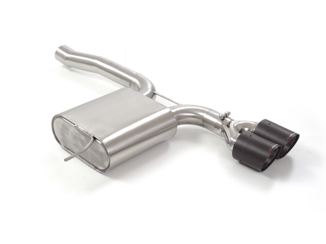passt für Mini F56 2014>> Endschalldämpfer inox mit ER 2x100 mm rund Carbon Shot, für Cooper S 2.0 (141kW) 2014>>07/2018