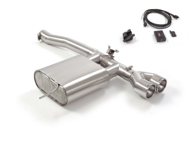 passt für Mini F56 2014>> Endschalldämpfer inox mit ER 2x102 mm rund, für Cooper S 2.0 (141kW) 2014>>07/2018