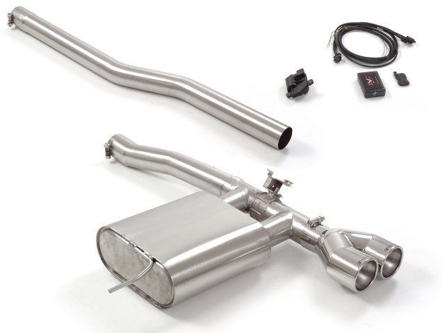 passt für Mini F56 2014>> Endschalldämpfer inox mit ER 2x102 mm rund, für JCW 2.0 (170kW) 2014>>07/2018