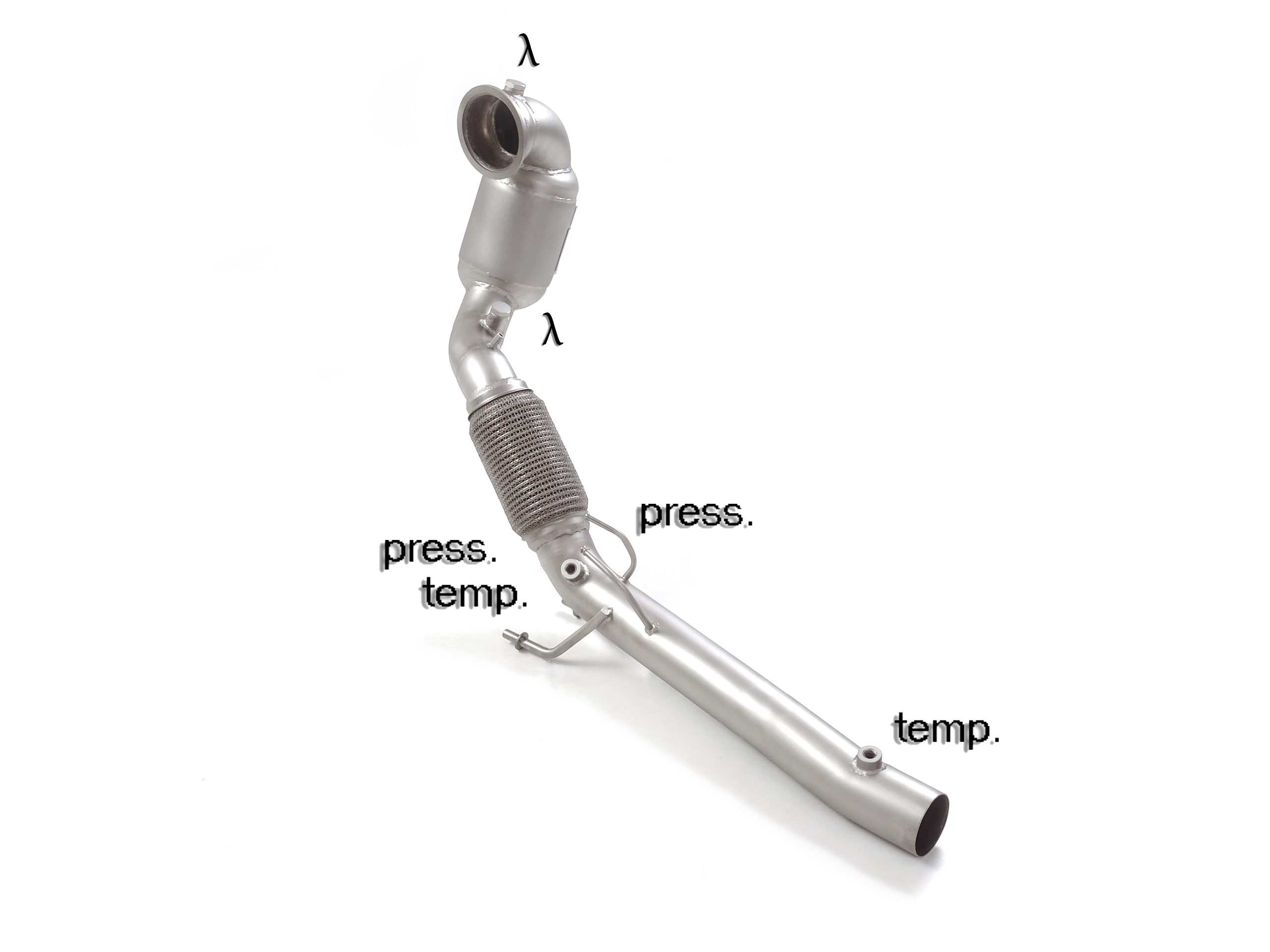 Volkswagen Golf Mk8 (typ CD) Metallkat 200cpsi N Gruppe inox mit OPF / GPF filter entfernung. Alle Serien – Sondenanschlüsse sind vorhanden.     , für 2.0GTi (180kW) 76mm 2020>>