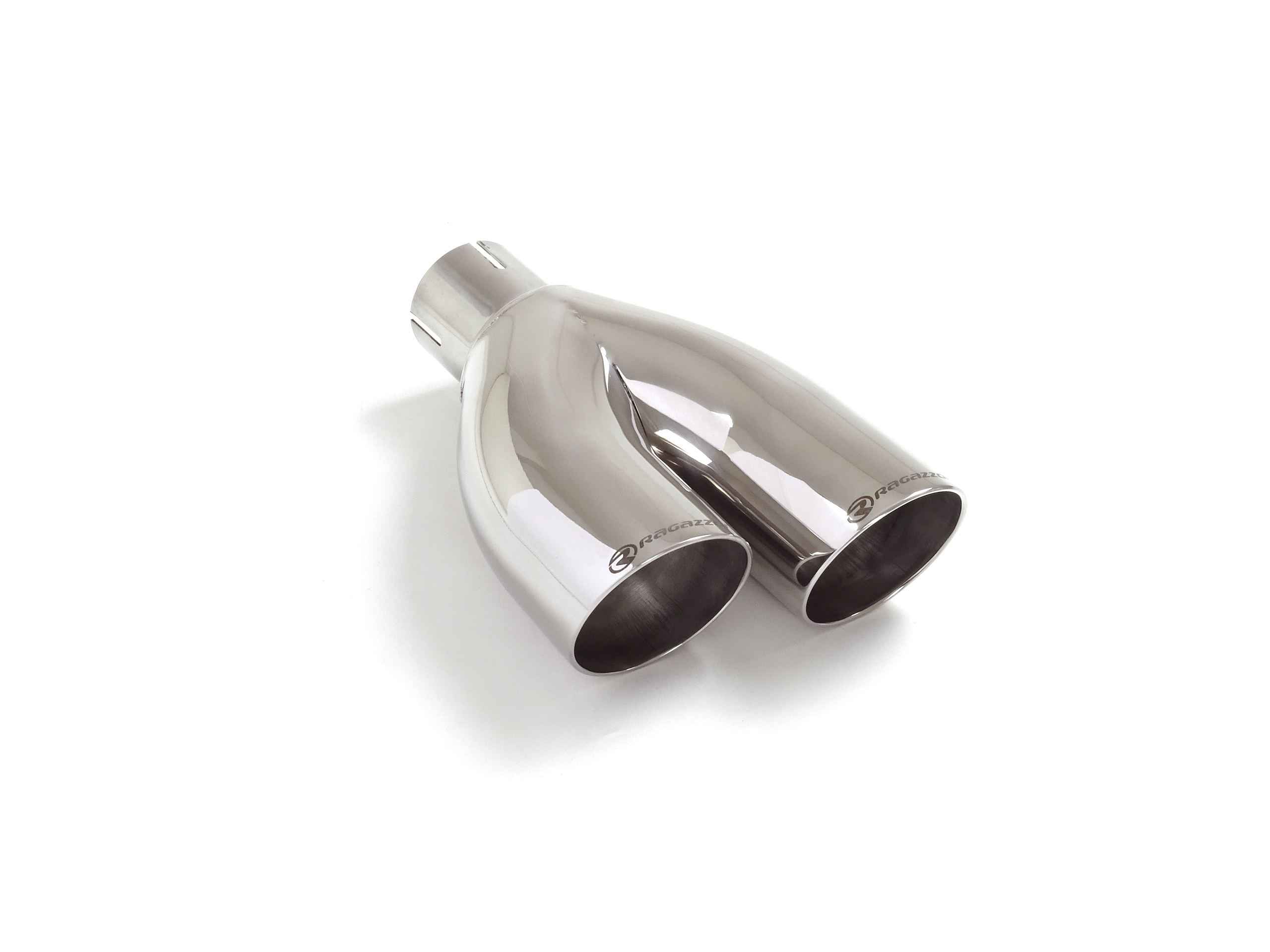 Universal Endrohre Endrohr links 2x70 mm rund Sport Line versetzt inox, für RO.2x70