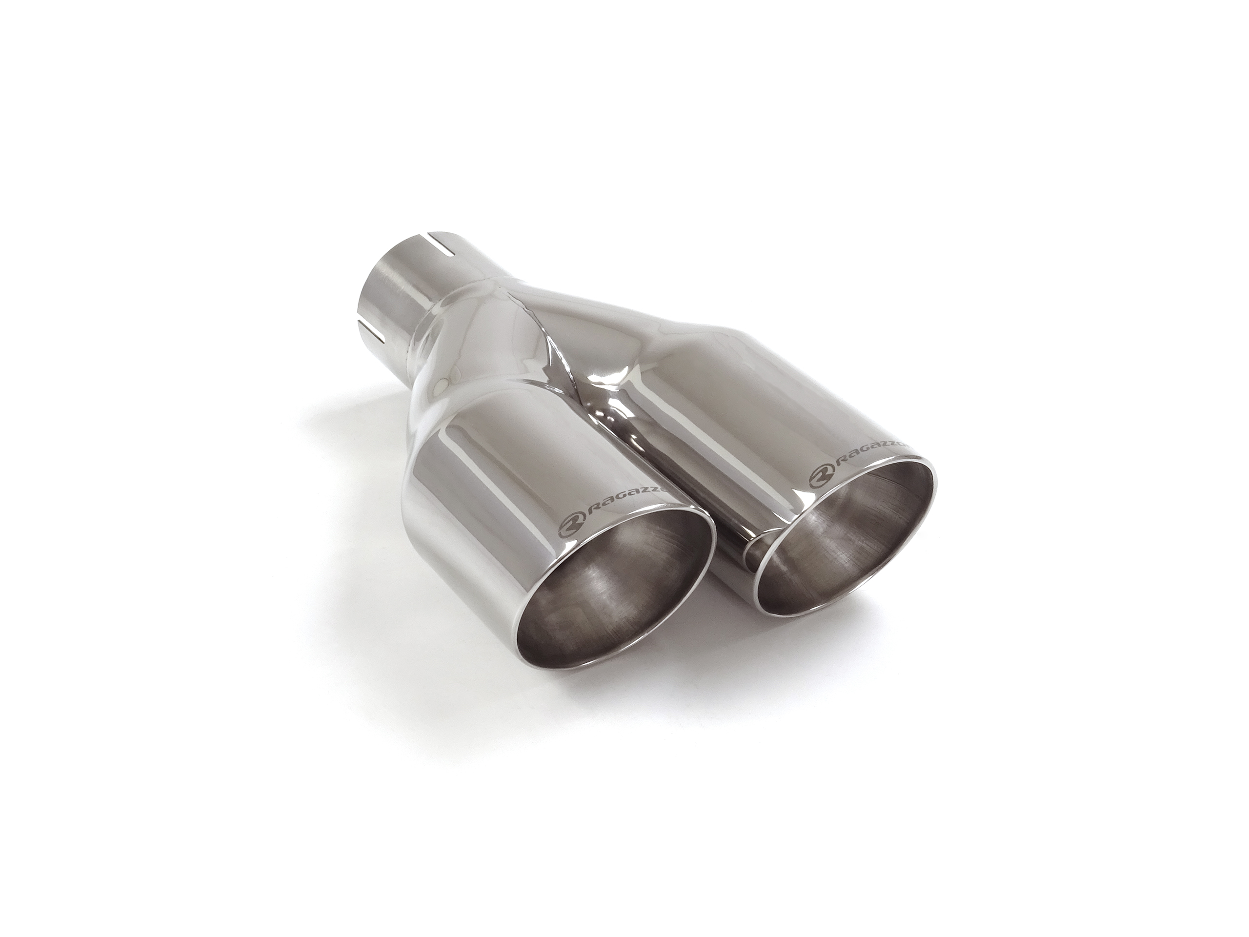 Universal Endrohre Endrohr links 2x80 mm rund Sport Line versetzt inox, für RO.2x80