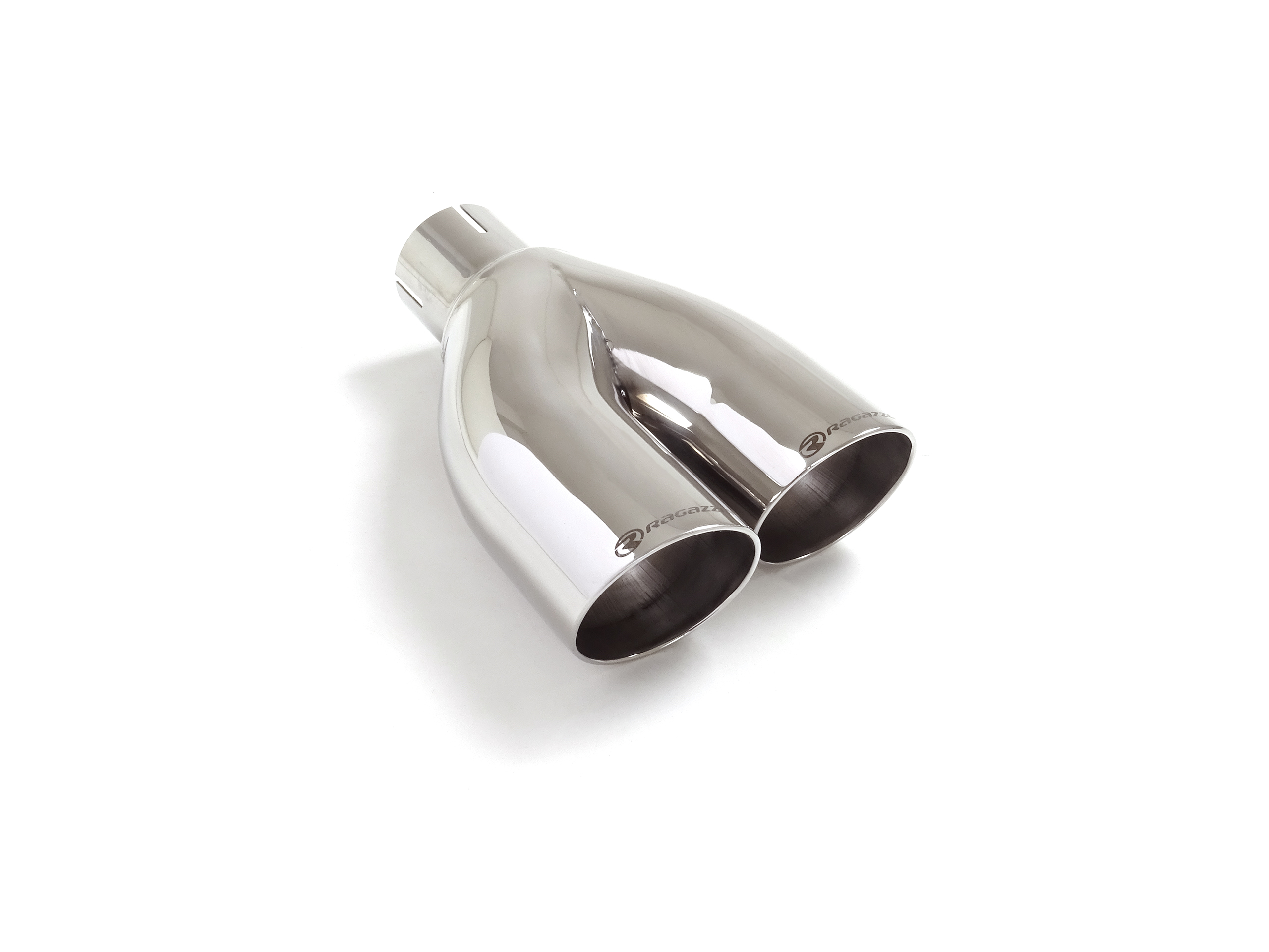 Universal Endrohre Endrohr rechts 2x70 mm rund Sport Line versetzt inox, für RO.2x70