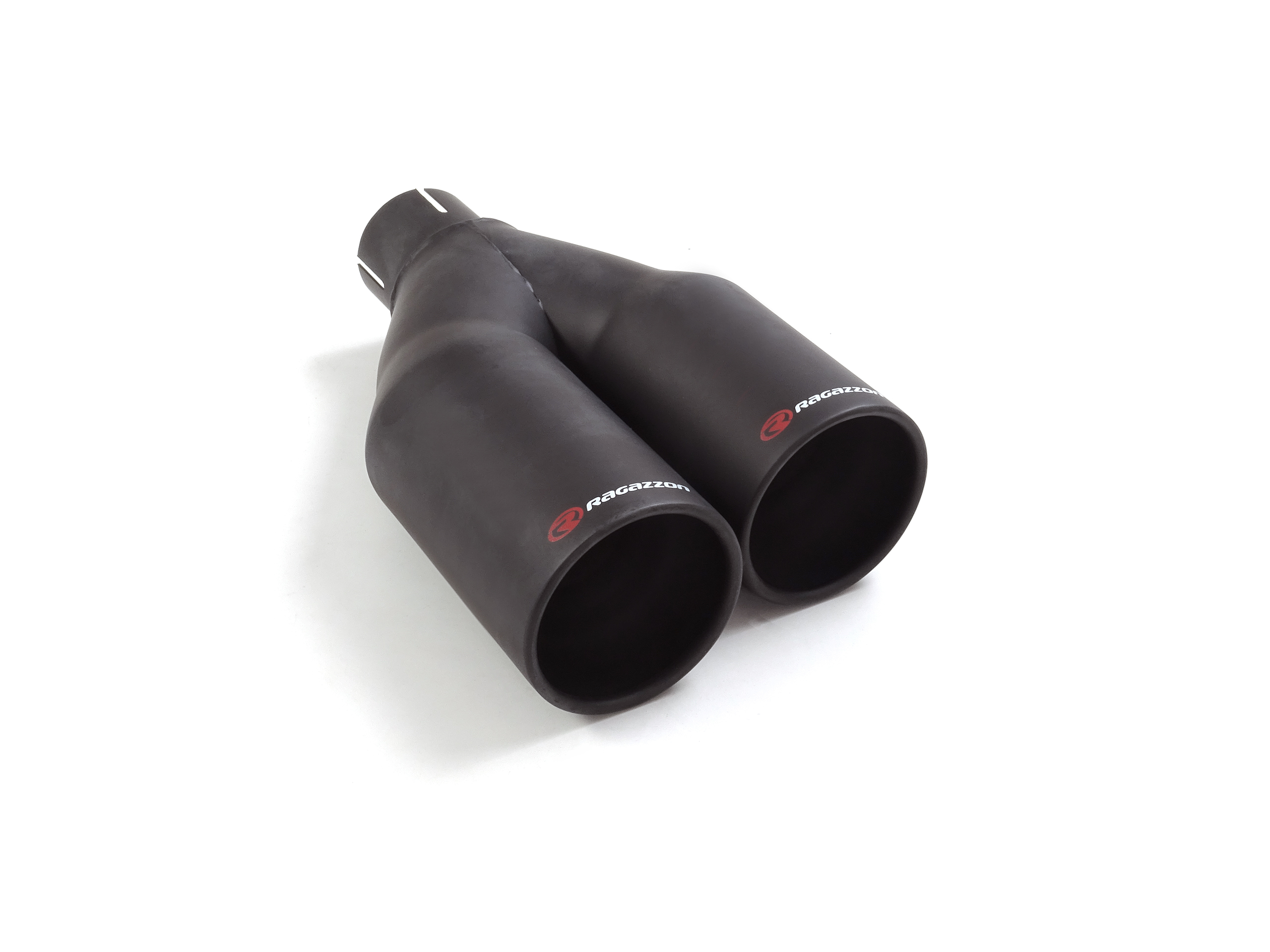 Universal Endrohre Endrohr rechts 2x80 mm rund Sport Line Black versetzt inox, für RO.2x80