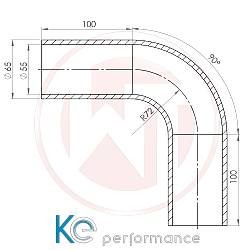 Wagnertuning Ø55mm Silikonschlauch 90° Bogen schwarz - 001004155