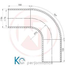 Wagnertuning Ø76mm Silikonschlauch 90° Bogen schwarz - 001004157