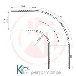 Wagnertuning Ø80mm Silikonschlauch 90° Bogen schwarz - 001004158
