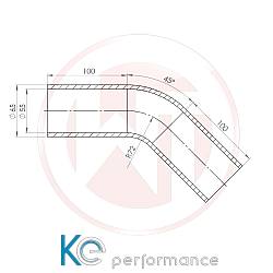 Wagnertuning Ø55mm Silikonschlauch 45° Bogen schwarz - 001004159
