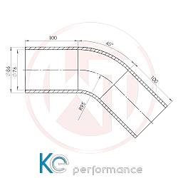 Wagnertuning Ø76mm Silikonschlauch 45° Bogen schwarz - 001004161