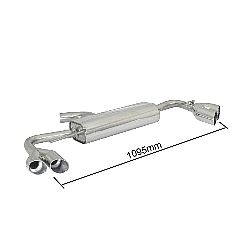 passt für Audi TT (typ 8J) 2006>>2014 Endschalldämpfer inox rechts/links mit je ER 2x80 mm rund Sport Line versetzt - Anpassung der originalen Heckschürze erforderlich, für Roadster 2.0TFSI (147kW) 2006>>2010