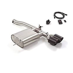 passt für Mini F56 2014>> Endschalldämpfer inox mit ER 2x100 mm rund Carbon Shot, für Cooper S 2.0 (141kW) 2014>>07/2018
