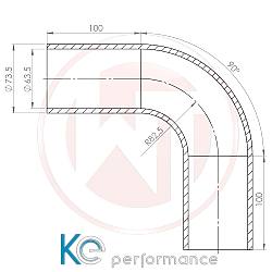 Wagnertuning Ø63,5mm Silikonschlauch 90° Bogen schwarz - 001004156