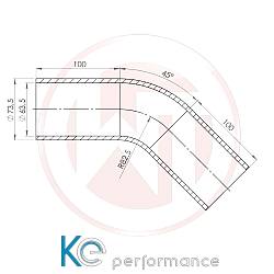 Wagnertuning Ø63,5mm Silikonschlauch 45° Bogen schwarz - 001004160