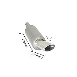 Universal Endschalldämpfer Universal - Endschalldämpfer inox mit ER 110 x 65 mm oval Sport Line - Eingangsrohr-innenØ 46/51mm - zu schweissen - 19° abgewinckeltes Endrohr, für RO.150mm