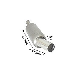 Universal Endschalldämpfer Universal - Endschalldämpfer inox mit ER 90 mm rund Sport Line - Eingangsrohr-innenØ 56/61 mm - zu schweissen - 19° abgewinckeltes Endrohr, für RO.150mm