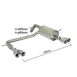 Peugeot 208 Endschalldämpfer inox rechts/links mit je ER 2x70 mm rund Sport Line versetzt - Anpassung der originalen Heckschürze erforderlich, für XY 1.6 16V THP (115kW) 2012>>
