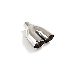 Universal Endrohre Endrohr rechts 2x70 mm rund Sport Line versetzt inox, für RO.2x70